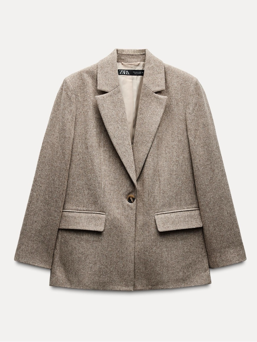 Zara Women's Taupe Oversized Single Button Blazer XS